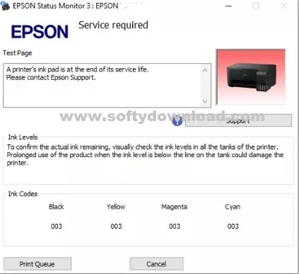reset epson l220 service required