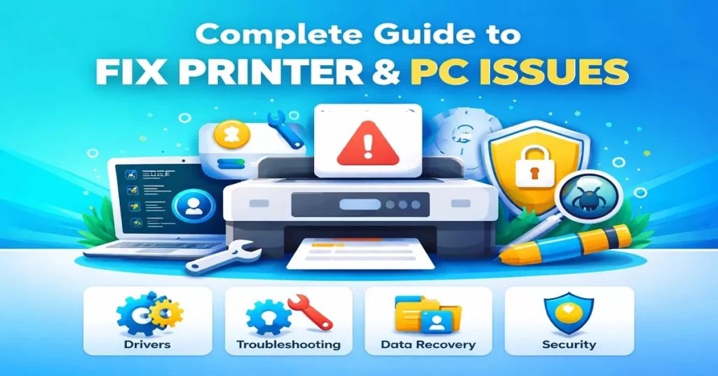 Fix printer and PC issues complete guide with drivers troubleshooting software data recovery and security